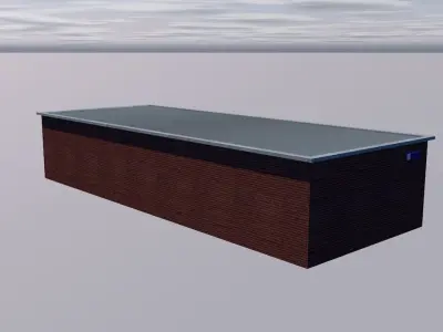 Garage brick building with two doors Low-poly 3D model