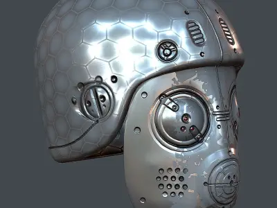 Gas mask helmet 3d model scifi Low-poly Low-poly 3D model 4