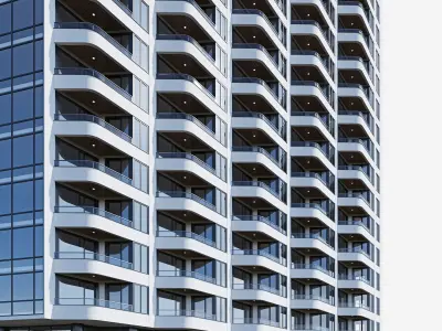 Modern residential building 13 3D model