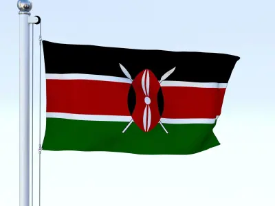 Animated Kenya Flag Low-poly 3D model