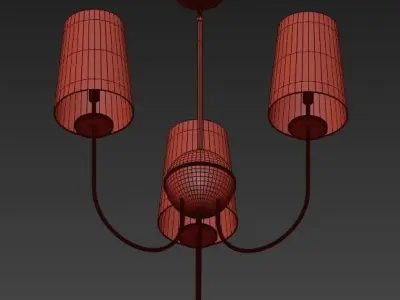 Wide Black Shade Aged Brass Chandelier 3D model