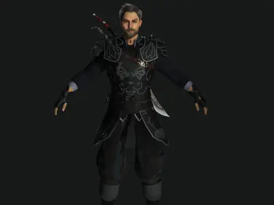 AAA 3D OLD BEARDED MALE KNIGHT -REALISTIC RIG GAME CHARACTER Low-poly 3D model