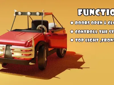 Cartoon Car Low-poly 3D model