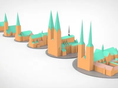 Lubeck Germany Cathedral buildings collection Low-poly 3D model