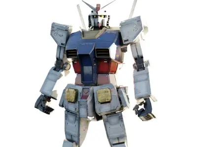 GUNDAM RX-78 Realistic Texture Rigged with decal MAYA Blender 3D model