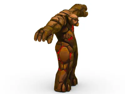 Big Grey Stone Golem Monster Giant Mining Heroes Rock Low-poly 3D model