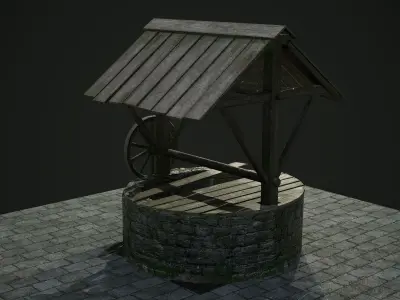 Ancient Stone Well for Games Low-poly 3D model
