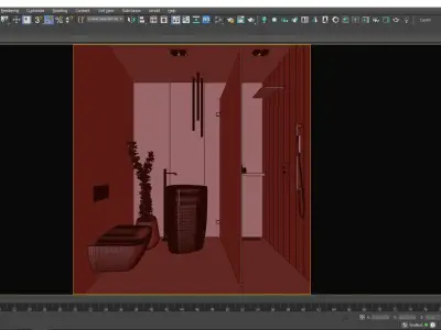 Bathroom Design with Monoblok Sink 3D model