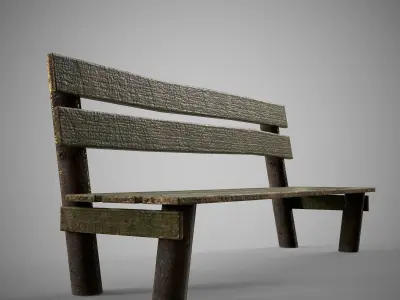 Low-poly 3D model  wooden benchl Free Free low-poly 3D model