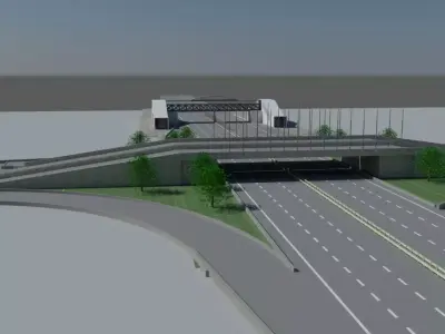 bridge road with over it 3D model