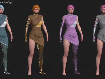 Cyber Girl R35 Pack Low-poly 3D model