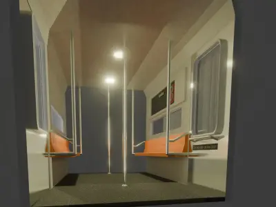 A train subway carriage fully textured and includes lighting 3D model