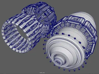 sci fi Machine Parts - Cyberpunk design - PBR 3D Model Pack