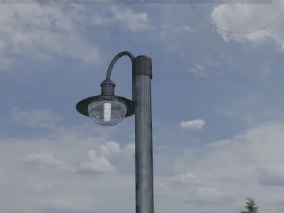 Street Light -7- Galvanized Version -1 Lamp-  Low-poly 3D model