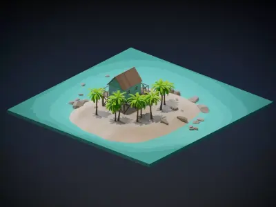 Beach House Low-poly 3D model
