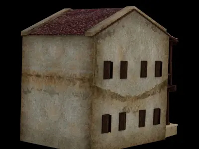 Indian Village House - Medieval Indian - 2 Floors - Balcony 3D model