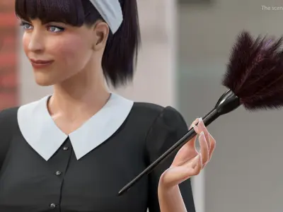  Housemaid Character with Duster Rigged for Cinema 4D 