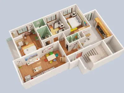 3D Floor plan-Interior plan 3D model