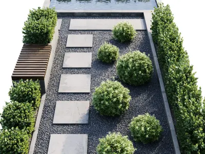 Backyard 1 plan of garden 3D model