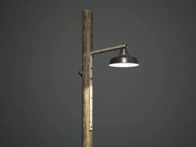 Wood Street Light Pole - Low-Poly 3D model Low-poly 3D model