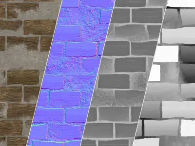 Wood Planks with Plaster PBR Texture