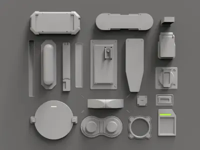 Sci fi trim sheets 2 3D model