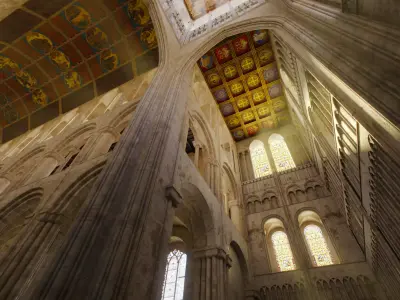 Cathedral  Romanesque Entrance Sides Section - ONLY Low-poly 3D model