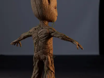 Baby Groot - Realistic and Rigged Low-poly 3D model