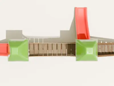 Playground castle with a slide Low-poly 3D model