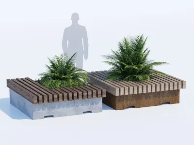 Big green benches one 3D model