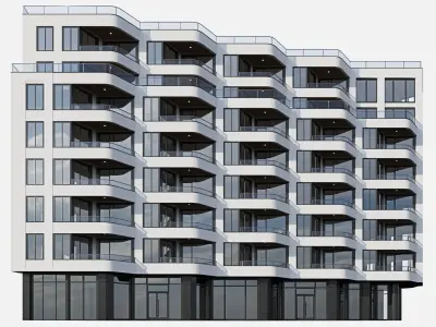 Modern residential building 12 3D model