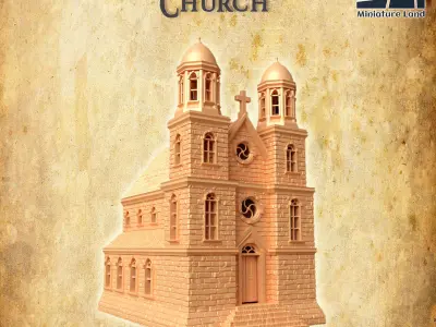 Caribbean Church Tabletop Terrain 28 MM 3D print model