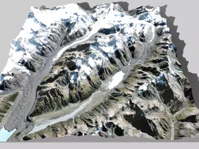  Malt Bran Range Mountain range in New Zealand 3D model