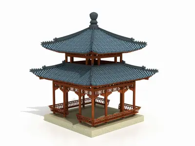 Four corner double layered pavilion 3D model