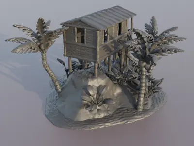Small Island Hut Tabletop Terrain 28 mm 3D print model