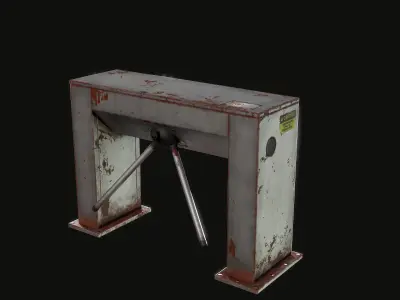 Turnstile metal gate Low-poly 3D model