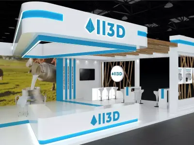 Exhibition Stand Stall Three Side Open 19X09 3D model