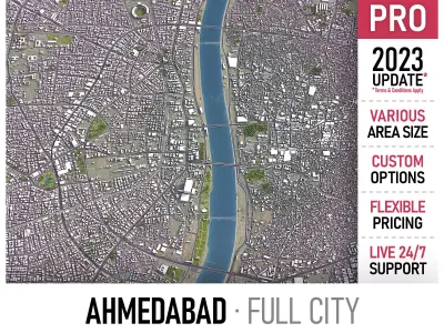 Ahmedabad - 3D City Model Low-poly 3D model