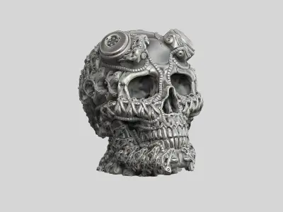 Robot Skull Headphone Stand  Cyborg Headset Stand  3D print model