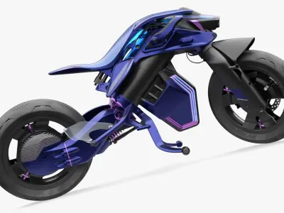  Futuristic Balancing Motorcycle Concept Rigged for Maya 
