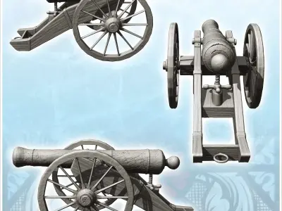 Modern wheeled artillery cannon 1 - Pirate Jungle Island Beach P 3D print model