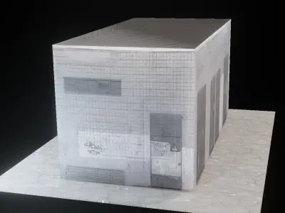 Bilding 1 building with doors and windows 3D model