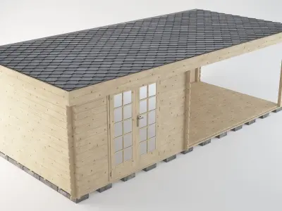 Wooden garden shed 3D model