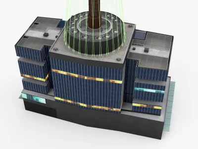  Tall City Tower with Lights Night View 