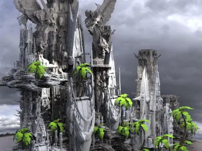 Tribal City Island beach Towers Kit bash 1  3D model