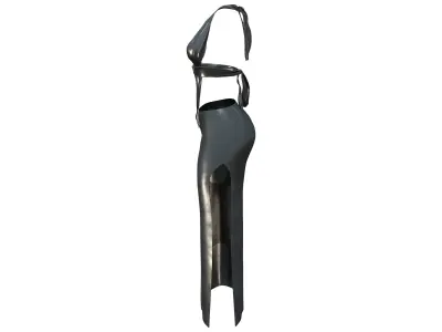 Shiny Latex Leather Long Side Slit Skirt With Halter Neck Top Low-poly 3D model