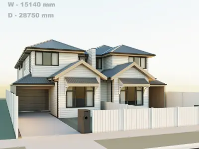 Double story house and Suburban house for backgrounds 3D Model Pack