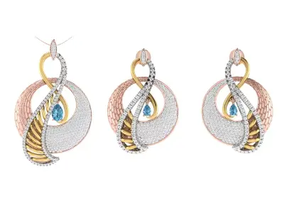 Women Pendant Earring Sets 3dm STL OBJ FBX Renders Details 3D print model buy