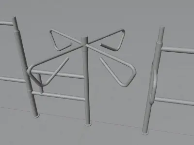 Turnstile 3D model animated subdivision Supermarket museum Low-poly 3D model