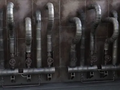 Industrial Pipes Low-poly 3D model